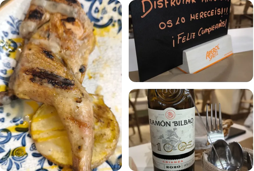 Foto de unos platos hecha por un cliente